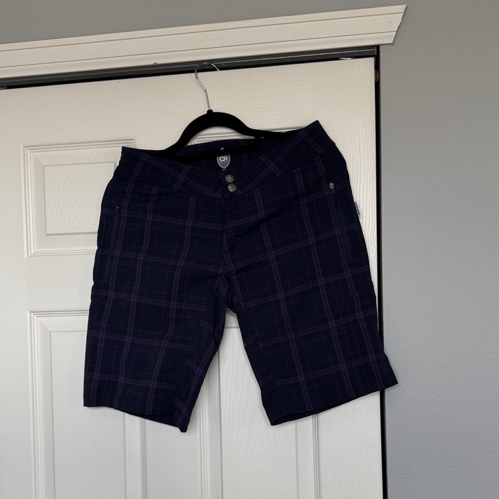 Club Ride Apparel Navy and Purple Plaid Flat Front Shorts
